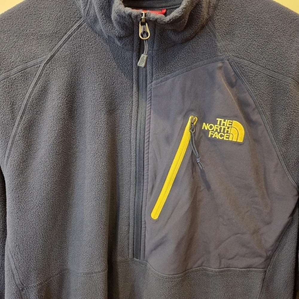 The North Face 1/4 Zip Pullover Fleece Jacket Mens Navy Flash Dry Hike Large